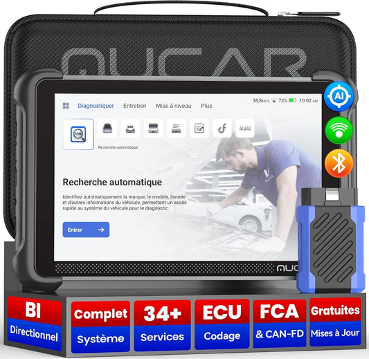 mucar 892BT AI Valise Diagnostic Auto, Bidirectionnel obd2 Diagnostic Français, 34+ Réinitialisations, Codage ECU, Diagnostic de Tous Les systèmes
