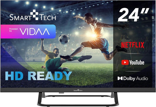 Smart Tech TV LED HD 24' (60 cm) 24HV02 V Smart TV VIDAA - Molotov, Plex - 3xHDMI - 2xUSB - Mode Hotel (24'), Prime Video, Netflix, Disney, Youtube