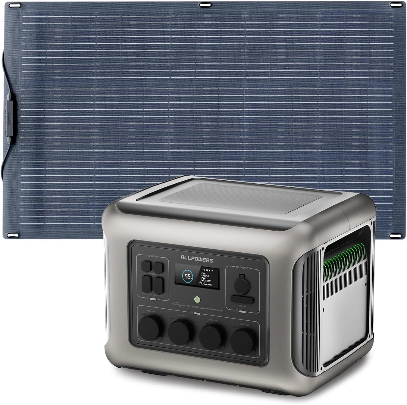 ALLPOWERS R2500 V2 générateur électrique 1920Wh panneau solaire flexible, panneau solaire flexible 100 W générateur solaire IP68 étanche, jardin, toit