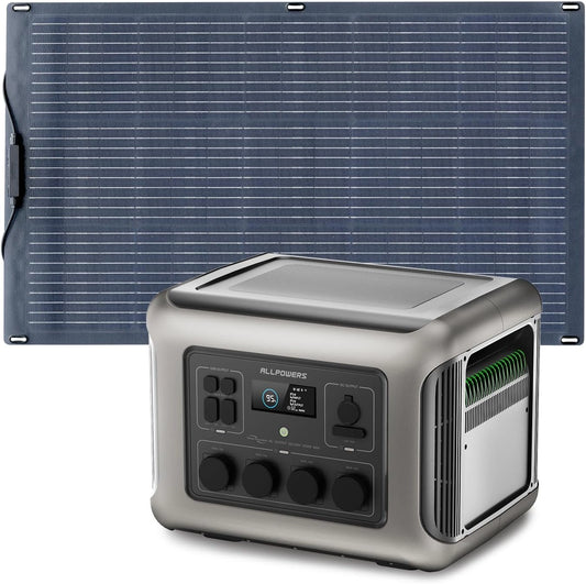 ALLPOWERS R2500 V2 générateur électrique 1920Wh panneau solaire flexible, panneau solaire flexible 100 W générateur solaire IP68 étanche, jardin, toit