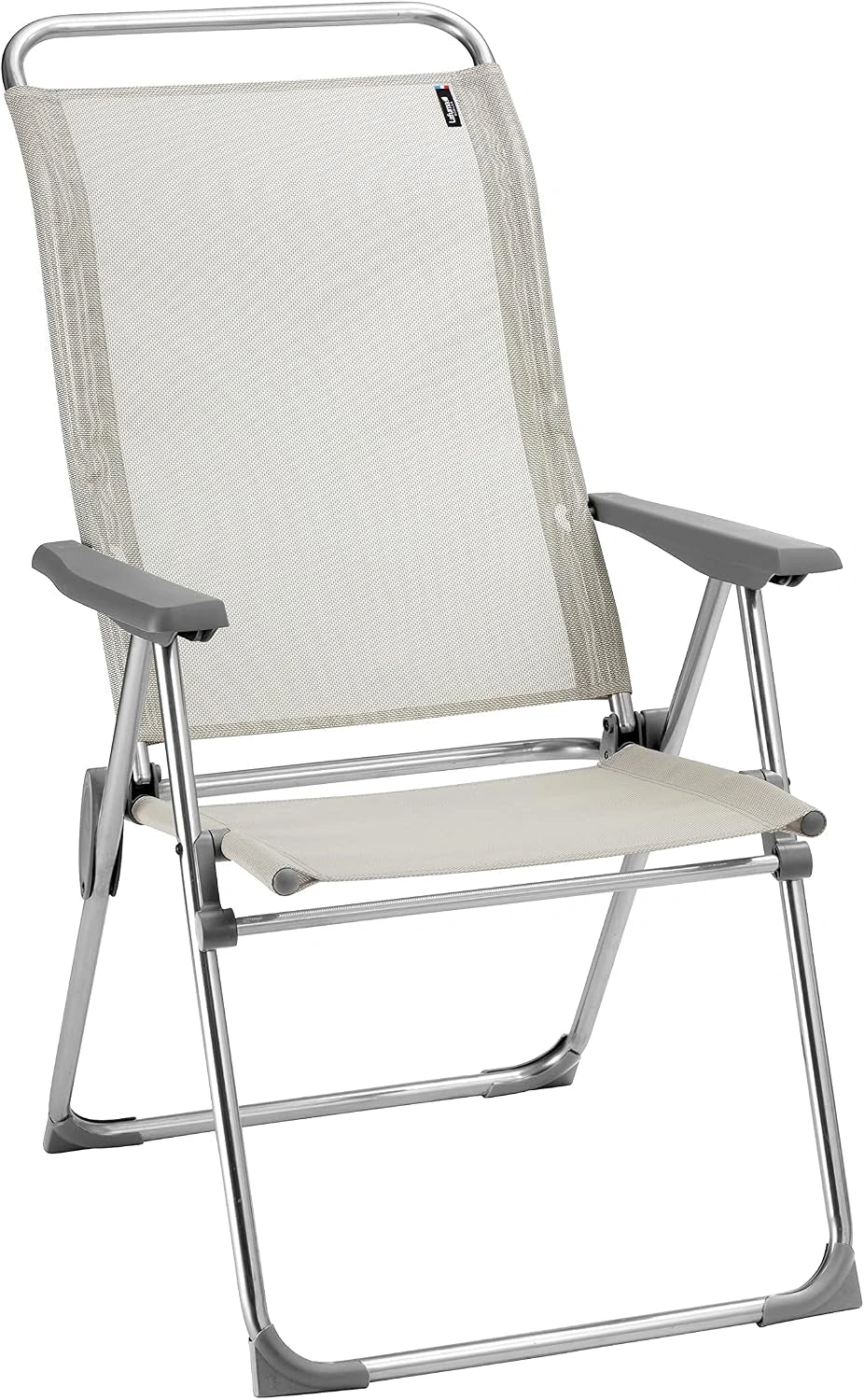 Lafuma Mobilier ALU Cham Chaise, Fabriqué en FRANCE - Garantie 5 ans - Beige - Dossier haut ergonomique 5 positions, 62,5 x 67 x 111 cm, Seigle II