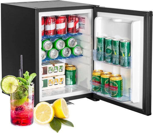 Smad Frigo Camping Car 12 V 220 V, Noir, 40 L, avec Serrure, sans Bruit, Réfrigérateur Camping pour Caravane Chambre Bureau Hôtel