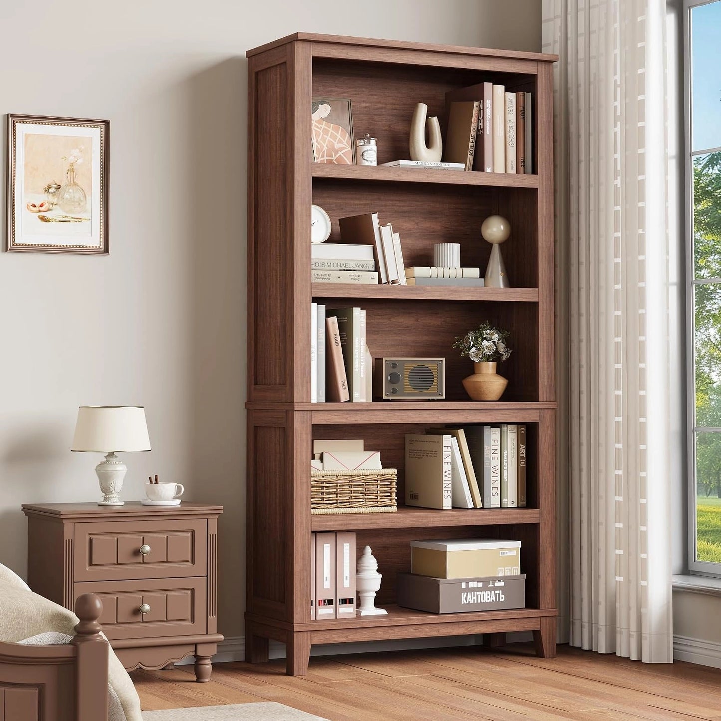 Bibliothèque Étagère à 5 Niveaux, 80x30x181 cm, Meuble de Rangement en Bois MDF Robuste, Grande Capacité pour Salon Bureau Chambre