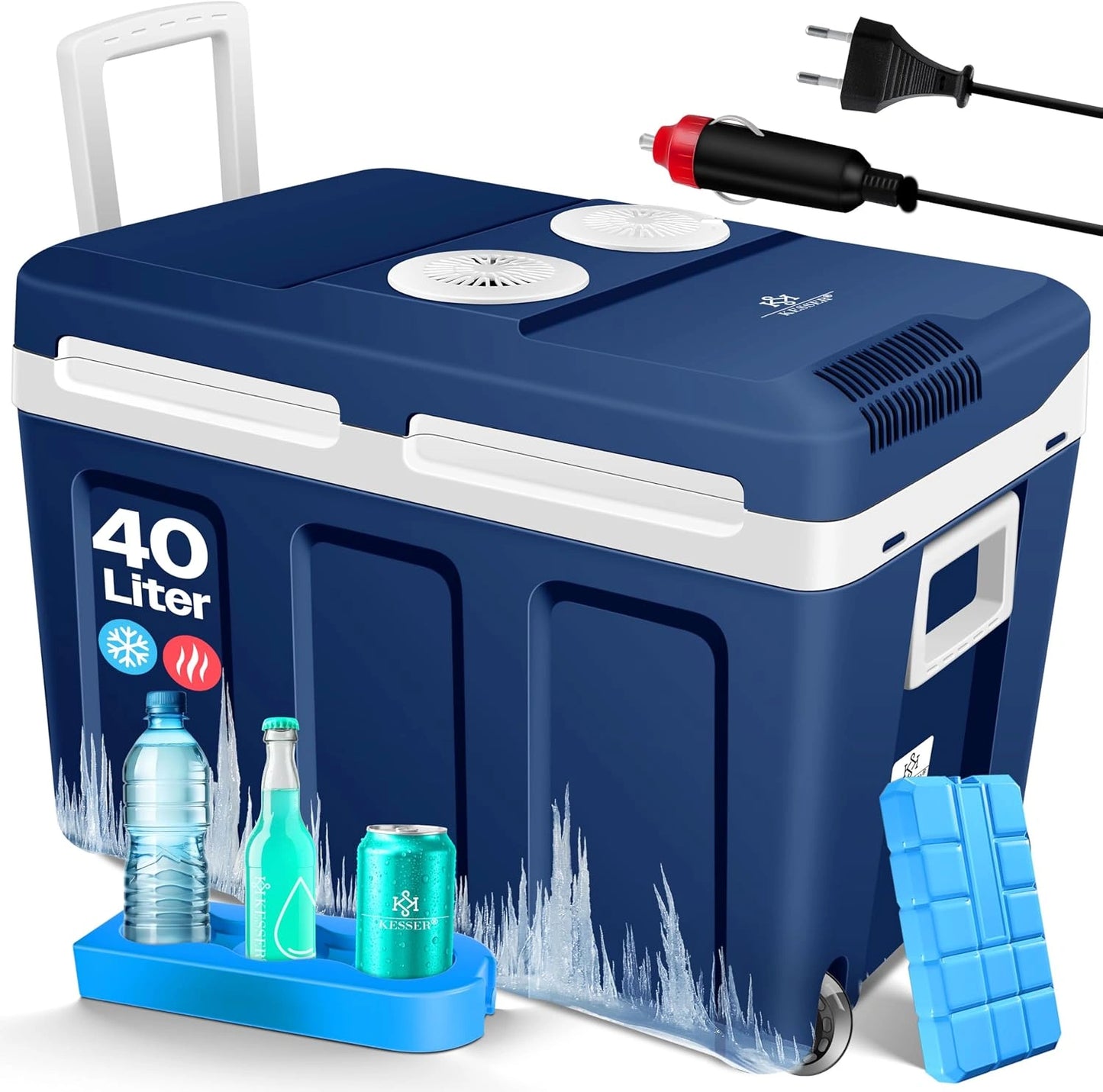 KESSER Glacière à roulettes 40 L, 12 Volts et 230 Volts, Glacière thermoélectrique, Mini-réfrigérateur, Bateau et Camping, EEK A