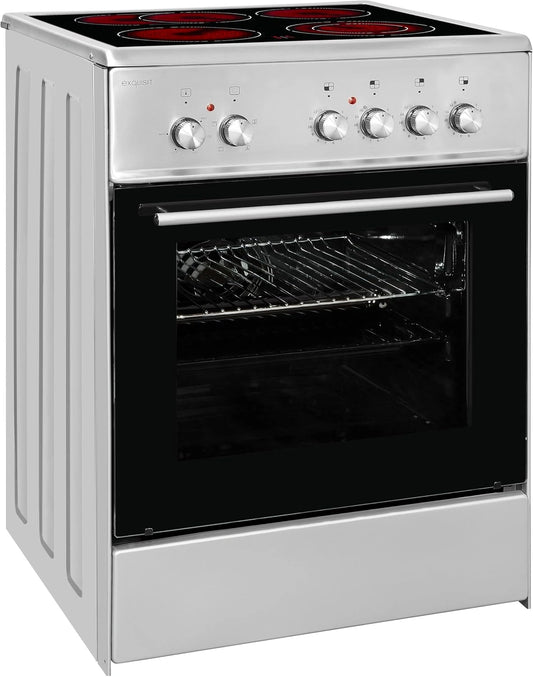 Exquisit Cuisinière ECM 6-4 BZ en acier inoxydable - Cuisinière 60 cm avec plaque de cuisson vitrocéramique - 2 zones de cuisson circulaires