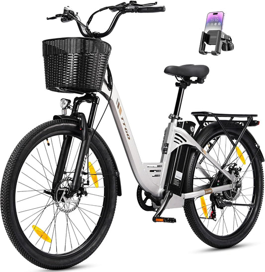 ttgo C2 PRO Vélo électrique 26', moteur 250 W 52 Nm, batterie 36 V 18 Ah, portée de 80 à 120 km, dérailleur à 7 vitesses, vélo de ville, trekking